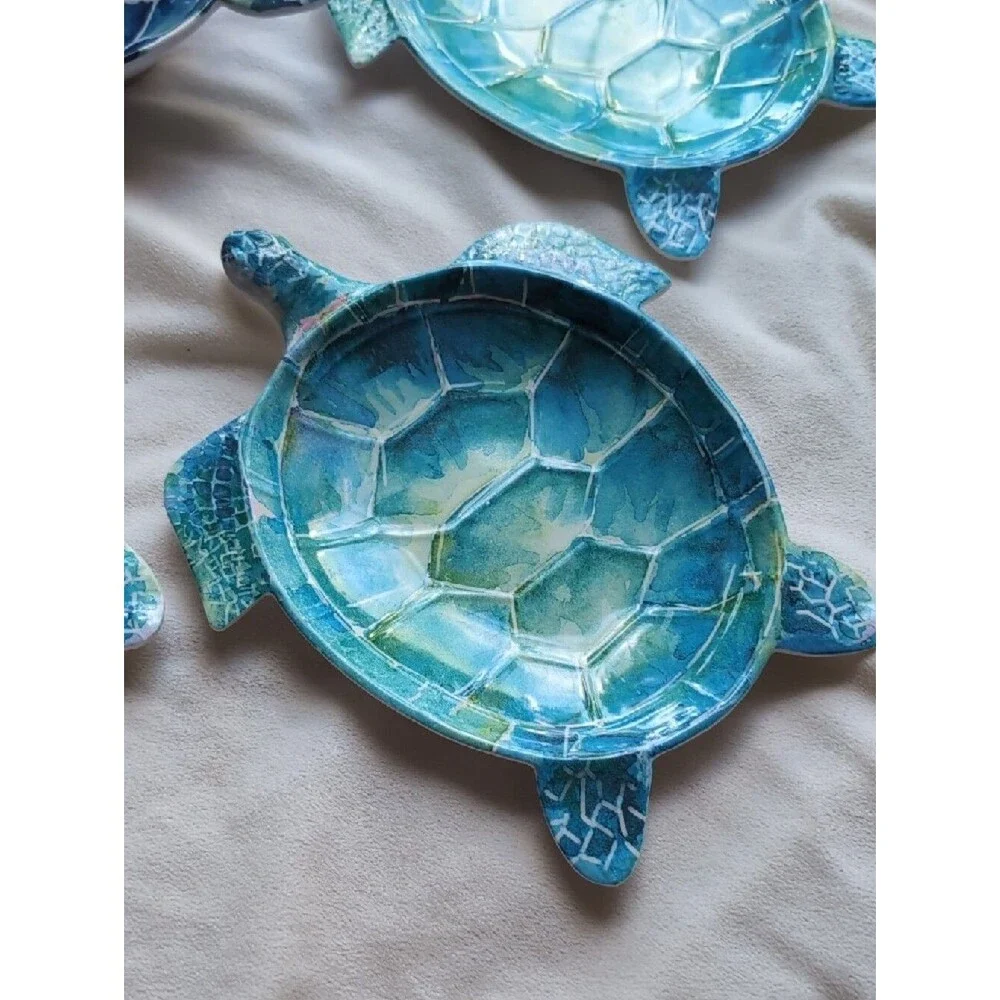 Pier 1 Melamine Sea Turtle 3 Plates And Bowl Set Coastal Decor